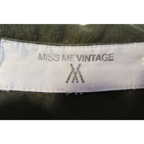 Miss Me Vintage Olive Green ButtonUp Long Sleeve Shirt Embroidered Back Ladies M - Picture 5 of 11